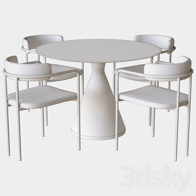 lenox dining chair and silhouette table west elm 3DS Max Model - thumbnail 3