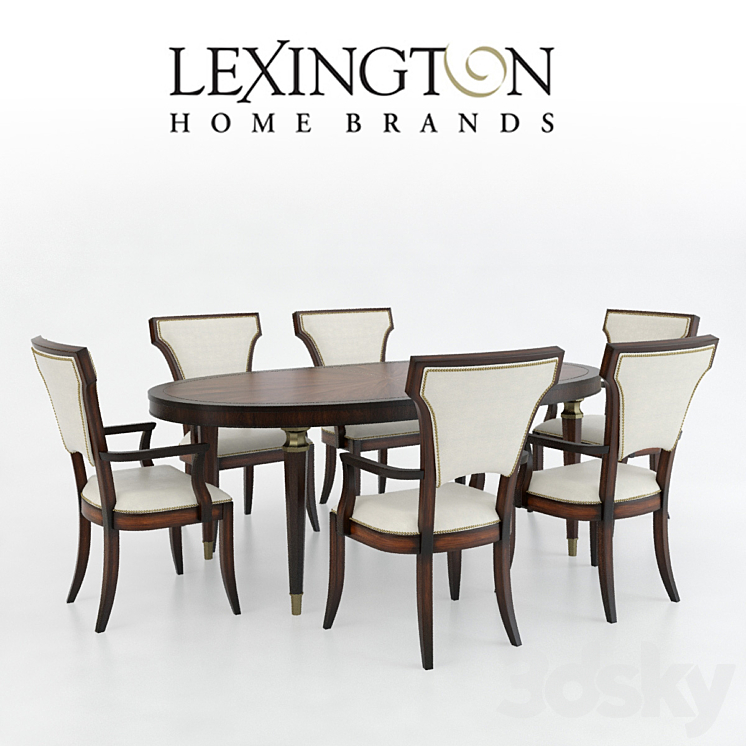 Lexington Drake Oval Dining Table + Seneca Chair 3DS Max - thumbnail 1