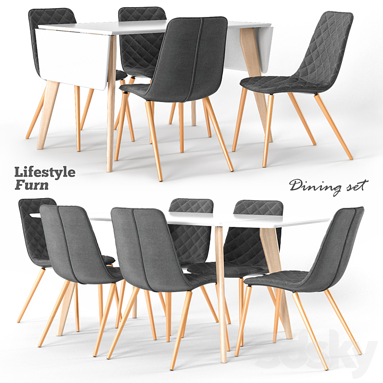 LifestyleFurn dining set 3DS Max - thumbnail 1