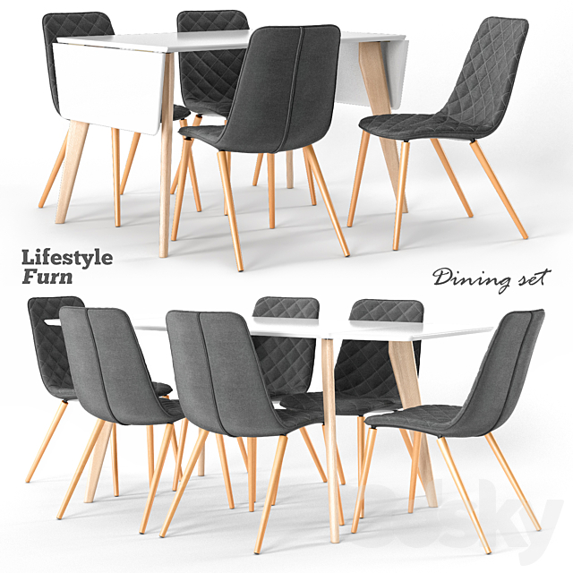 LifestyleFurn dining set 3DSMax File - thumbnail 1