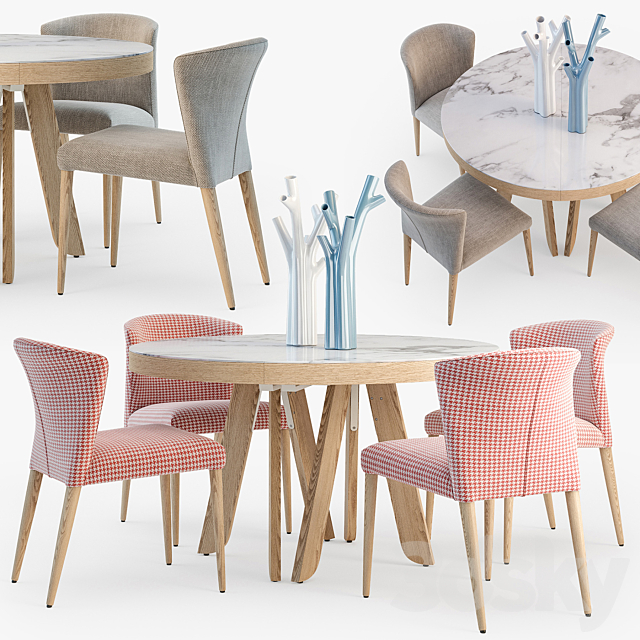 Ligne Roset Satori table Circo chair set 3DSMax File - thumbnail 1