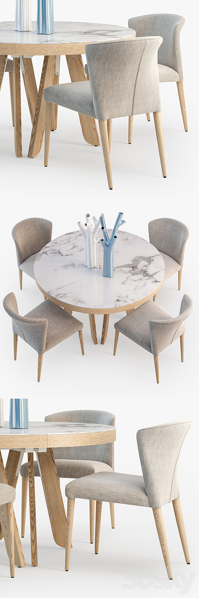 Ligne Roset Satori table Circo chair set 3DSMax File - thumbnail 2