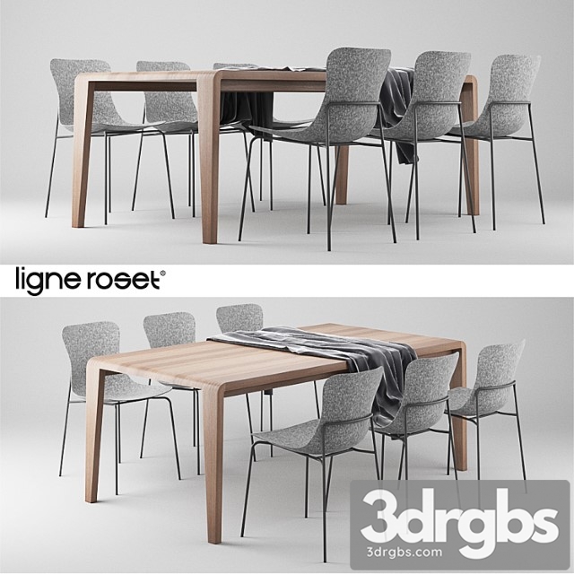 Ligne Roset Spirit Of Forest Table and Ettoriano Chair 3dsmax Download - thumbnail 1