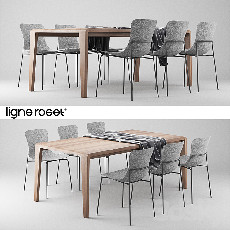 Ligne Roset SpiritOfForest Table and Ettoriano Chair 3DS Max - thumbnail 1