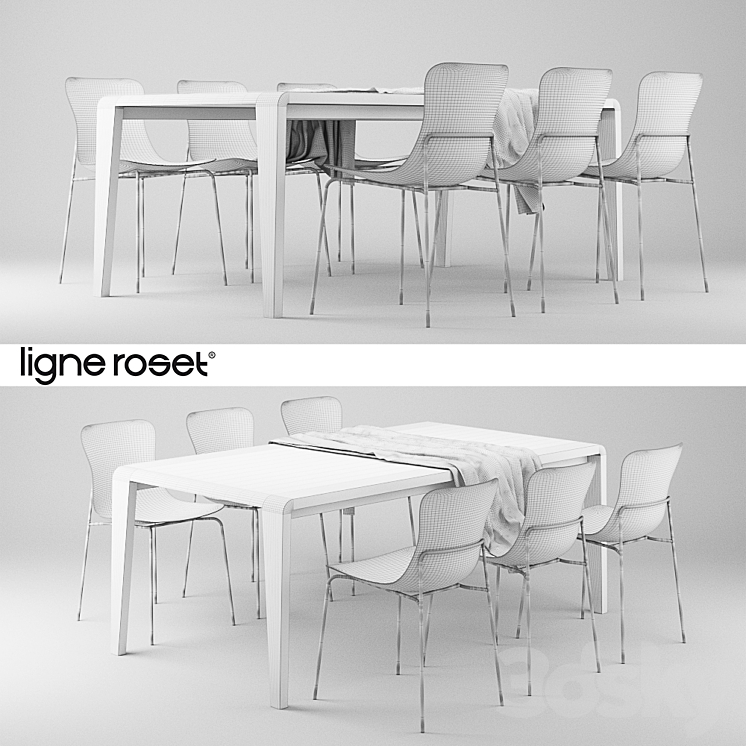 Ligne Roset SpiritOfForest Table and Ettoriano Chair 3DS Max - thumbnail 2