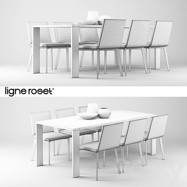 Ligne Roset Table Allen and Chair Mogador 3DS Max Model - thumbnail 2