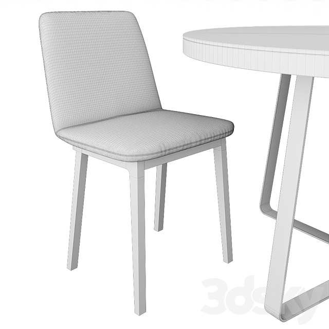 Ligne Roset Tadao chair | Ava table 3DS Max Model - thumbnail 3