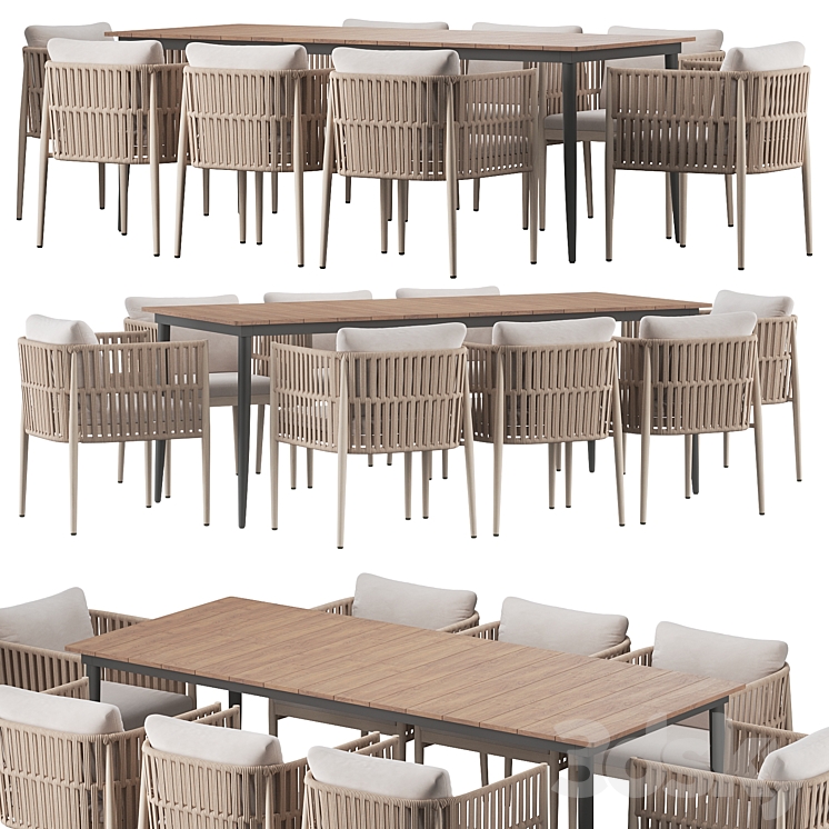 Lineas Dining Arm table 3DS Max Model - thumbnail 1