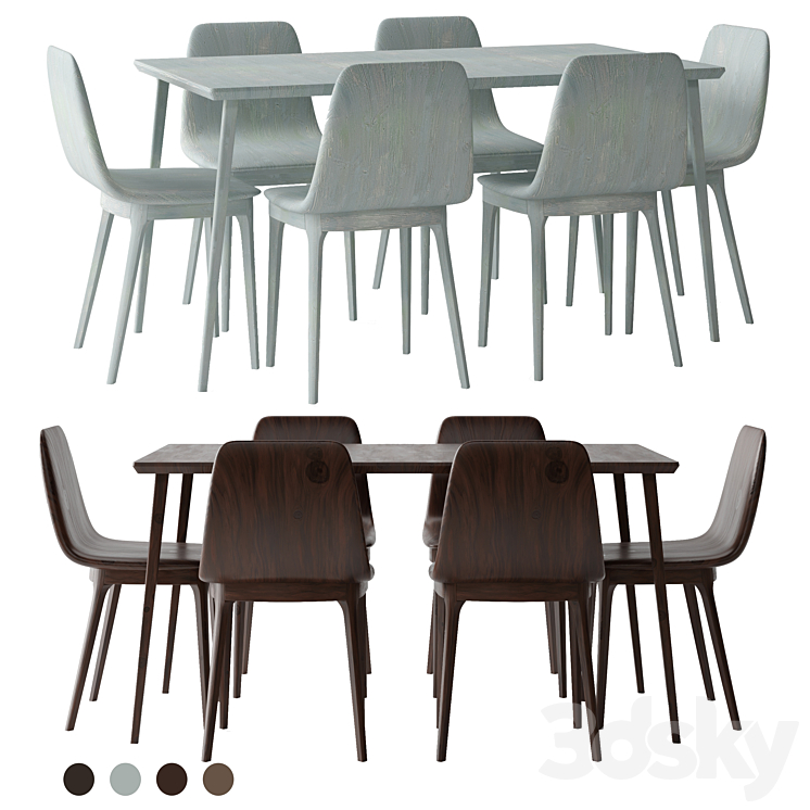 LISABO Table and ODGER Chair ikea 3DS Max Model - thumbnail 2