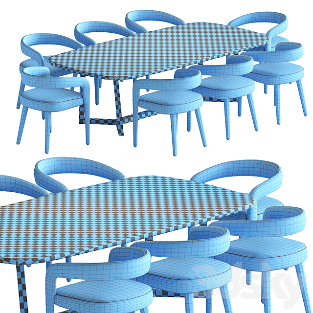 Lisette White Dining Chair and Concorde Table 3DSMax File - thumbnail 7