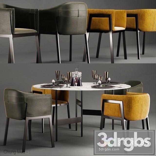 Living Divani Table and Chair 3dsmax Download - thumbnail 1