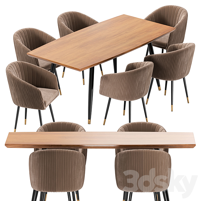 LM-7305 Dining Chair and Curve Table 3DSMax File - thumbnail 2