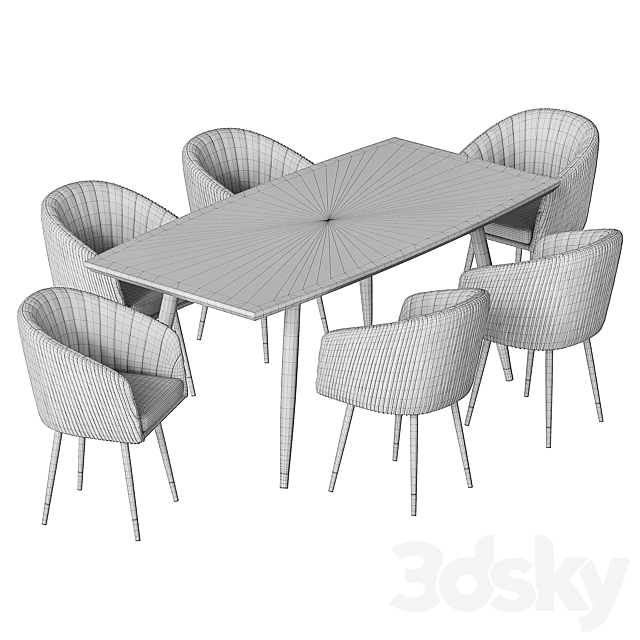 LM-7305 Dining Chair and Curve Table 3DSMax File - thumbnail 6