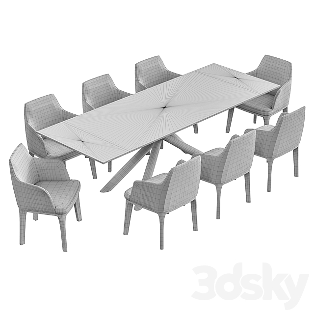 Lois dining chair and Ravenna L table 3DS Max Model - thumbnail 6