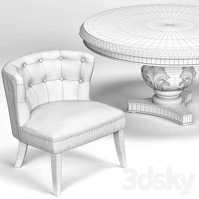 Lone Saphire Barrel Chair San Telmo Dining Table 3DS Max Model - thumbnail 3