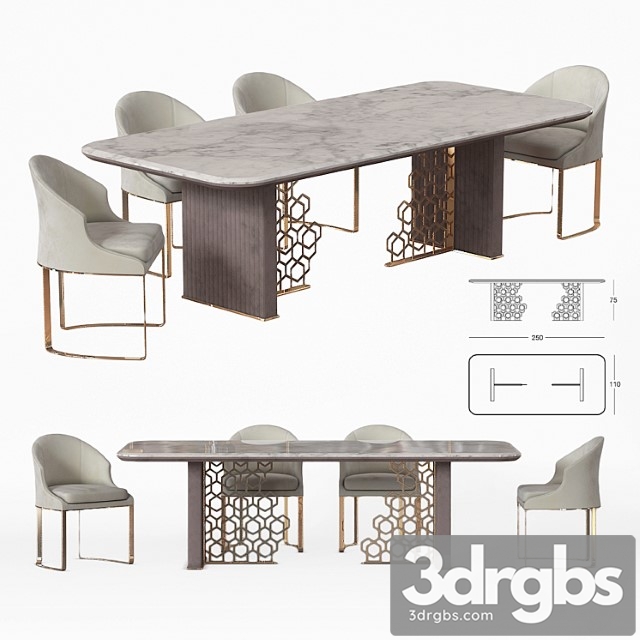 Longhi Excelsior Table And Daphne Chair 3dsmax Download - thumbnail 1