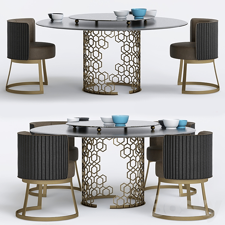 Longhi Manfred table Round crystal table 3DS Max - thumbnail 1