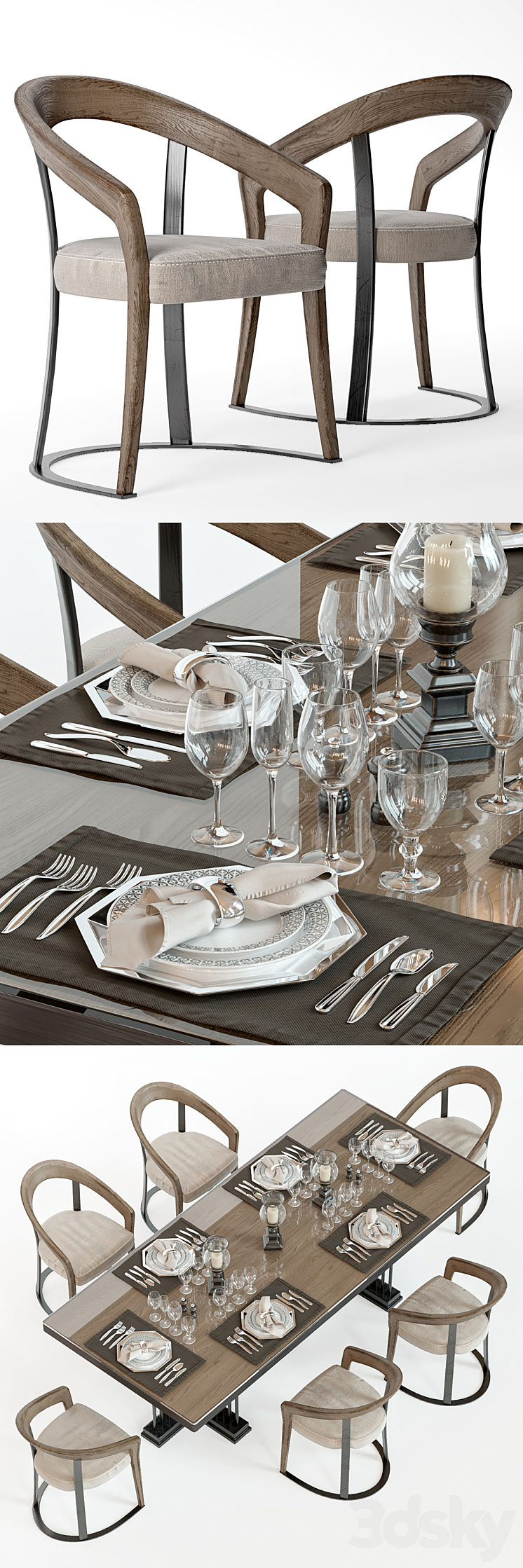 Longhi- table and chair – EXTRAS 3DS Max - thumbnail 2