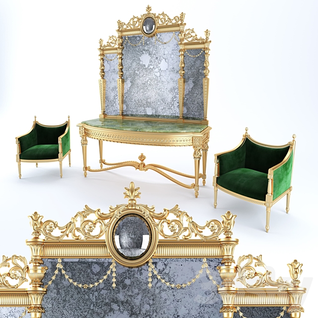 Louis XVI entrance console set 3DSMax File - thumbnail 1