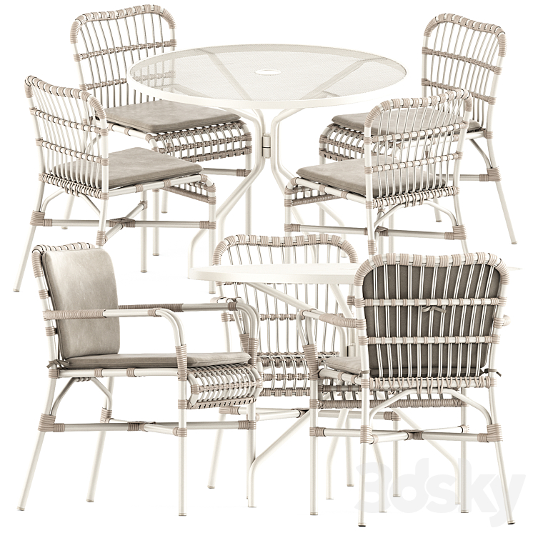 Lucy dining chairs by Vincent sheppard and Cambi Round table By Emu 3DS Max Model - thumbnail 3