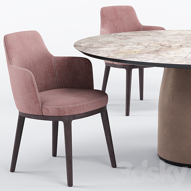 Lucylle dining armchair and bule table – Lema 3DS Max Model - thumbnail 4