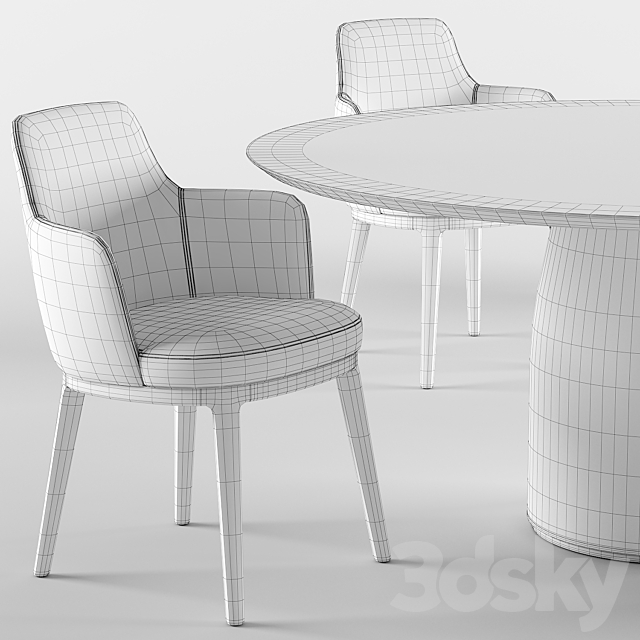 Lucylle dining armchair and bule table – Lema 3DS Max Model - thumbnail 5