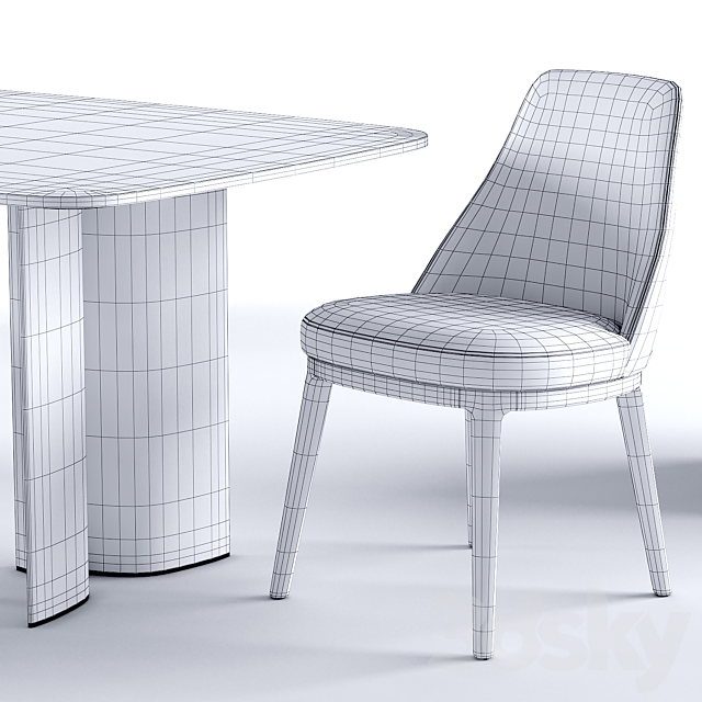 Lucylle dining chair and Gullwing table – Lema 3DSMax File - thumbnail 5