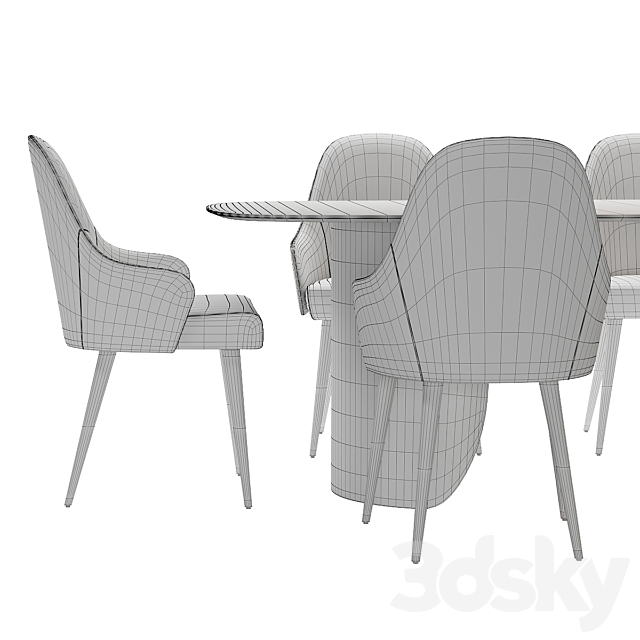 Ludwig chair and table Petalo 72 by Reflex 3DS Max Model - thumbnail 3