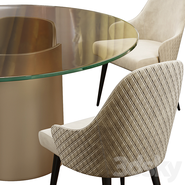 Ludwig chair and table Petalo 72 round by Reflex 3DSMax File - thumbnail 3