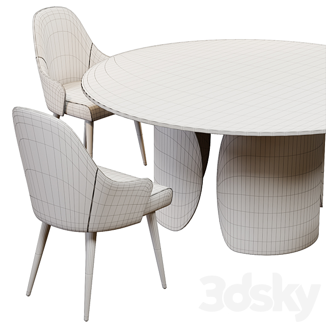 Ludwig chair and table Petalo 72 round by Reflex 3DSMax File - thumbnail 4