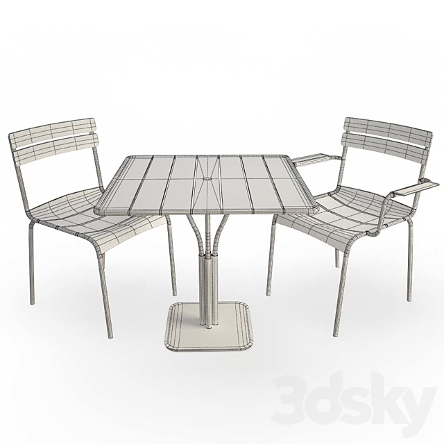 Luxembourg Metallic Table and Chairs 3DS Max Model - thumbnail 2