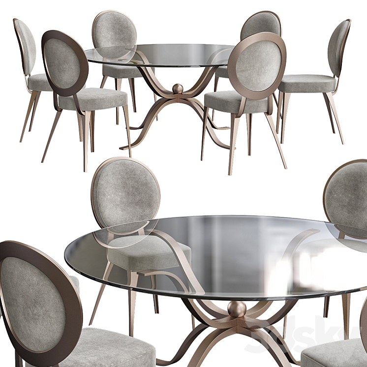 Luxurious Italian Designer Glass Dining Table 3DS Max - thumbnail 1