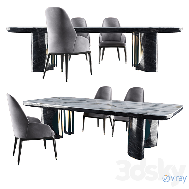 LUXURY – Charisma Dining Table Chair 3DS Max Model - thumbnail 2