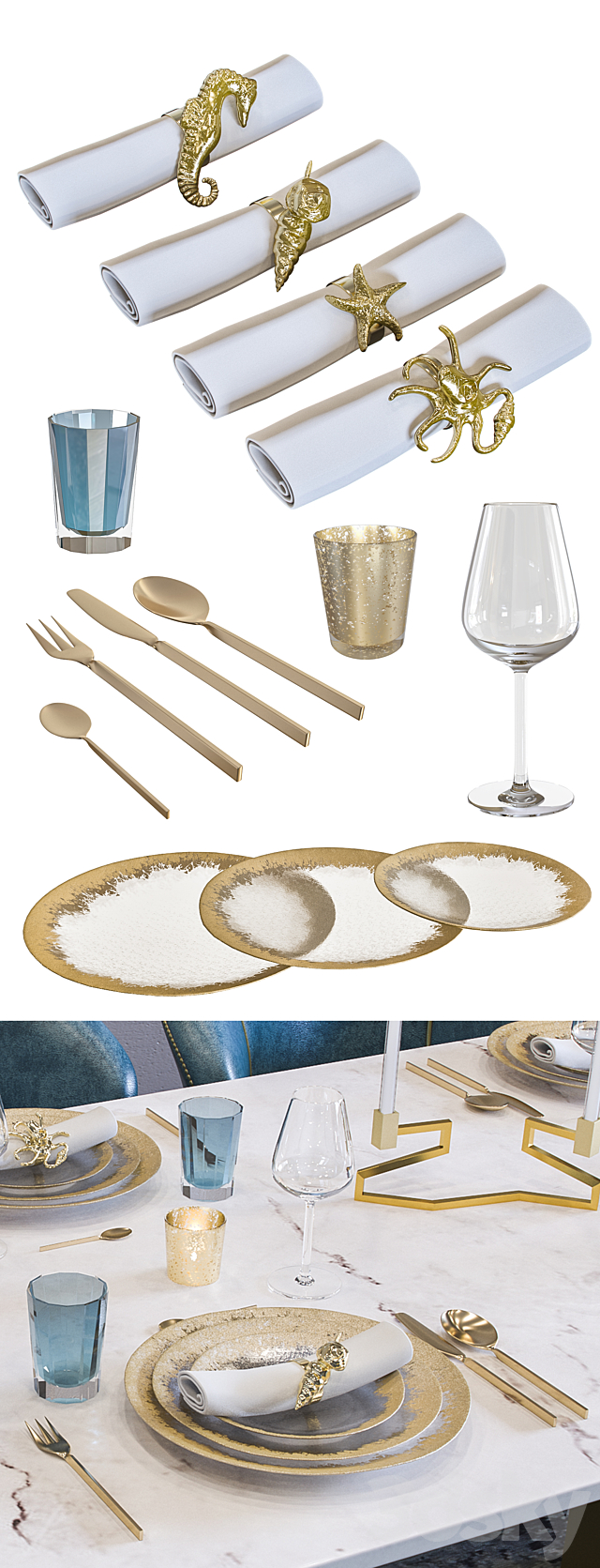 Luxury Ottiu Restaurant Table Set 3DSMax File - thumbnail 2