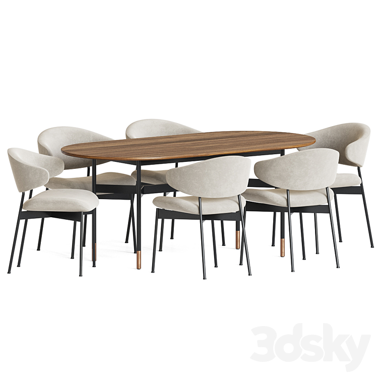 Luz Chair Harri Table Dining Set 3DS Max - thumbnail 2