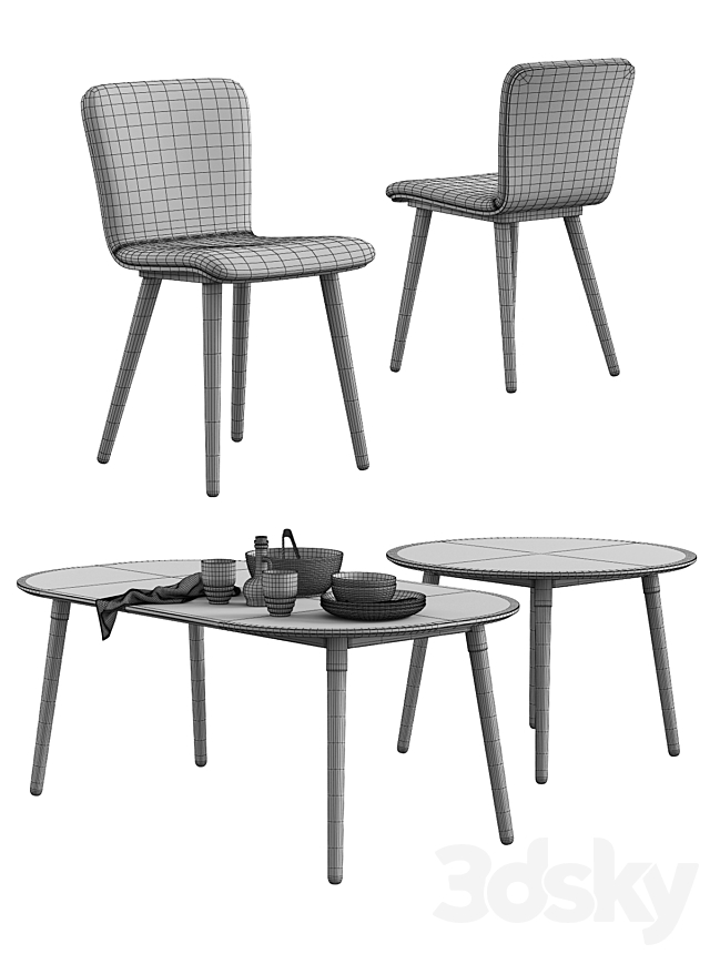 Made _ Geoffrey Chair + Edelweiss Table 3DS Max Model - thumbnail 3