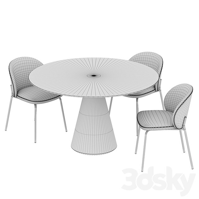 Madrid table Princeton chair Boconcept 3DS Max Model - thumbnail 3