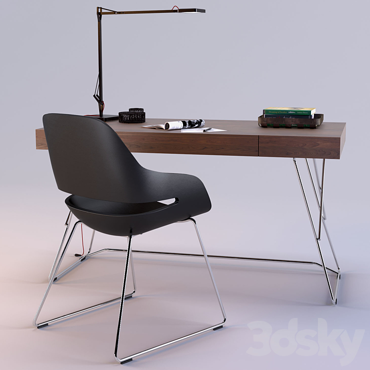 Maestrale Desk & Eva Chair by Zanotta 3DS Max - thumbnail 1