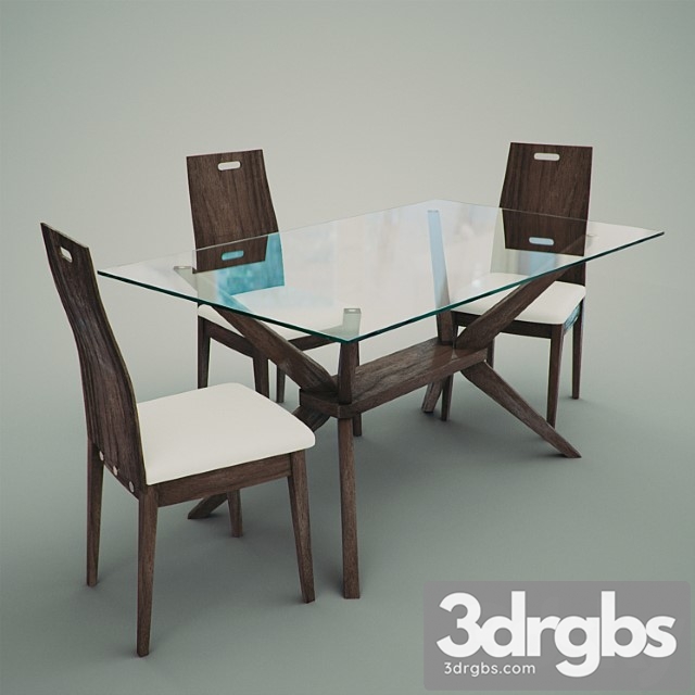 Magna 5-piece dining set with haline chairs 2 3dsmax Download - thumbnail 1