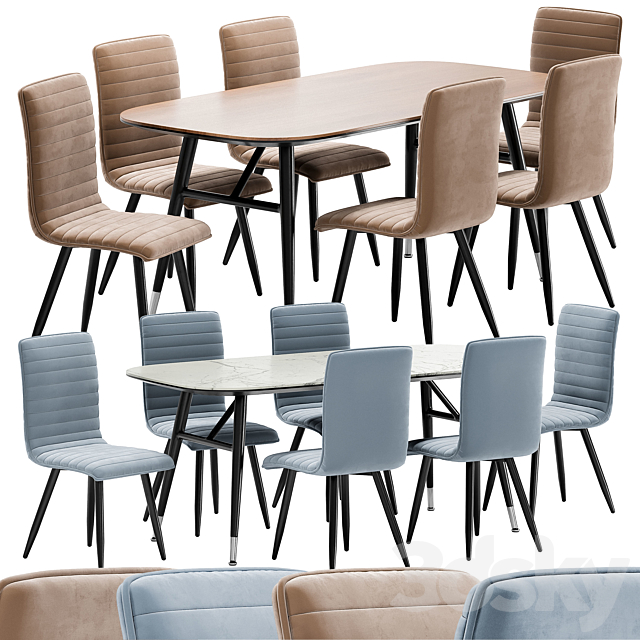 Mako dining chair and Catania table 3DSMax File - thumbnail 1