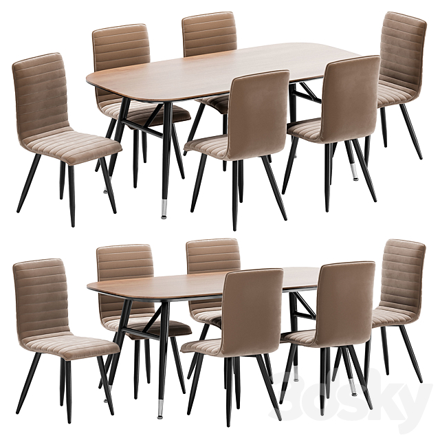 Mako dining chair and Catania table 3DSMax File - thumbnail 2