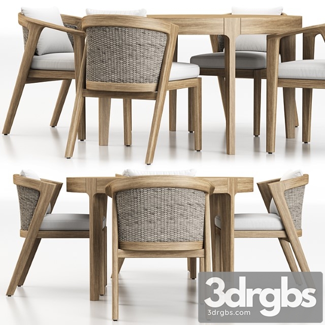 Malta teak dining set 2 3dsmax Download - thumbnail 1