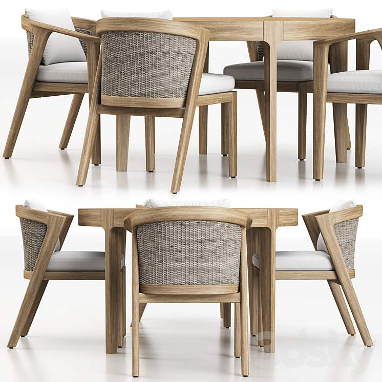 MALTA TEAK DINING SET 3DS Max Model - thumbnail 1