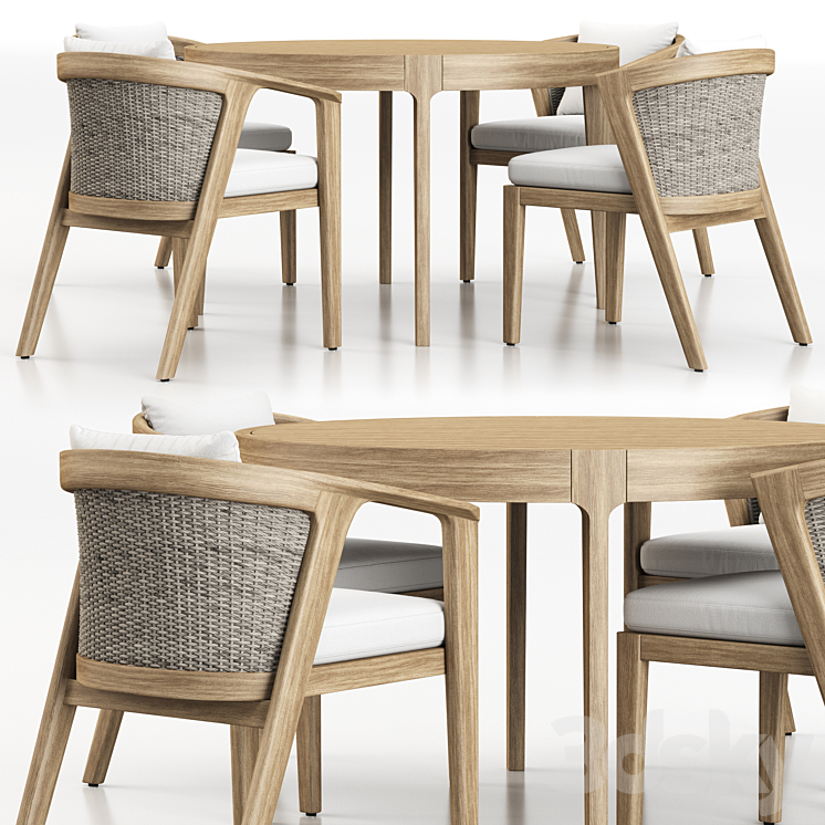 MALTA TEAK DINING SET 3DS Max Model - thumbnail 2