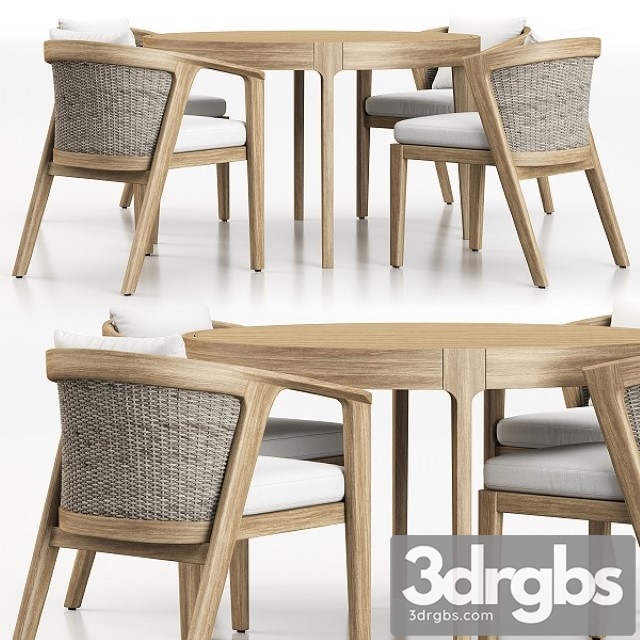 Malta Teak Dining Set 3dsmax Download - thumbnail 1