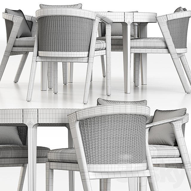 MALTA TEAK DINING SET 3DSMax File - thumbnail 7