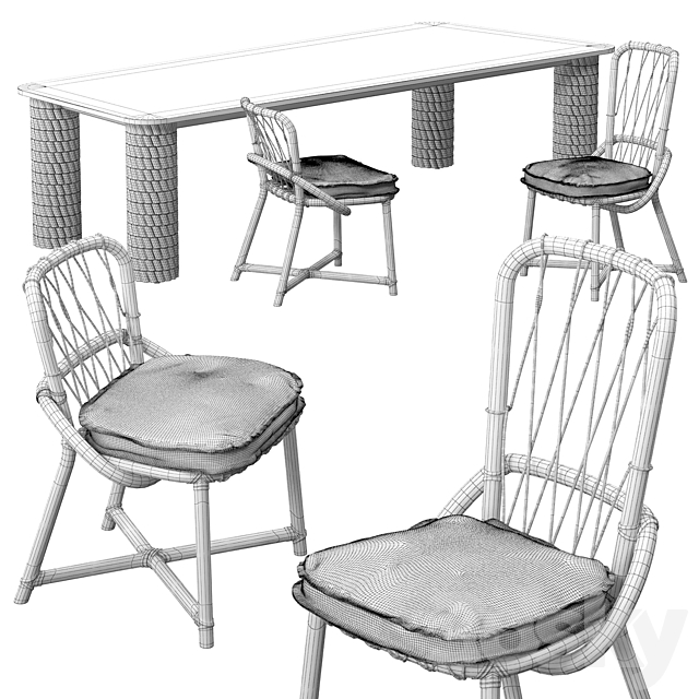 Manao chairs Nevada table by Baxter 3DSMax File - thumbnail 3