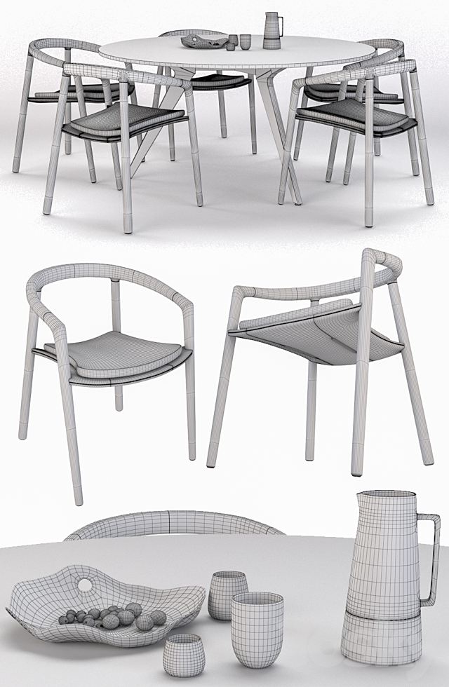 Manutti Solid chair & Torsa Table 3DSMax File - thumbnail 2