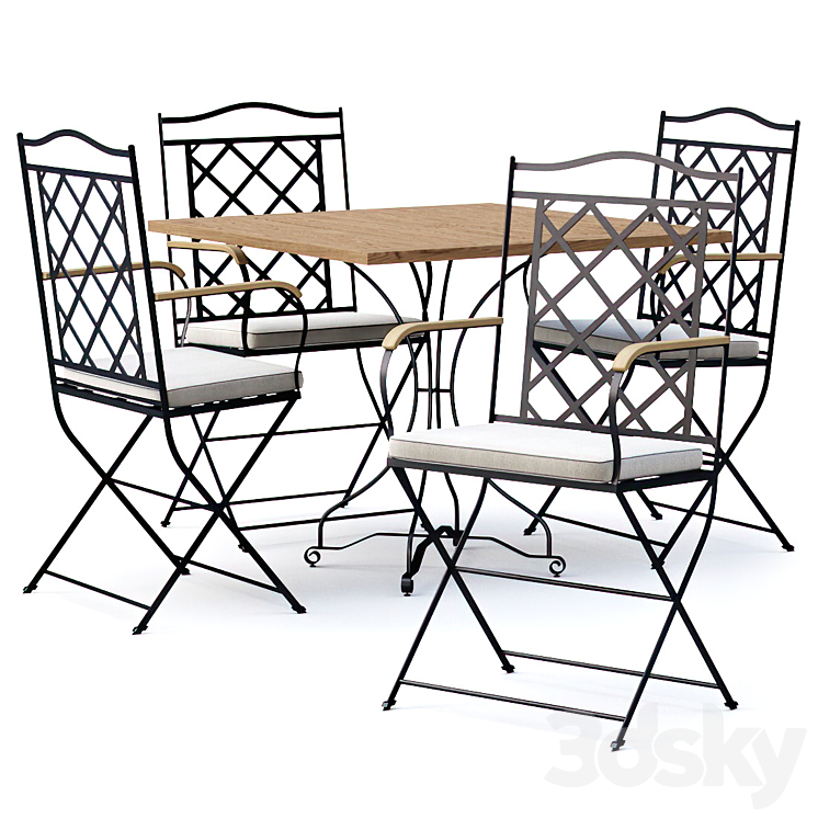 Manutti St.-Tropez Dining Chair with Firenze bistro table \/ Garden Furniture Set by Manutti 3DS Max Model - thumbnail 1