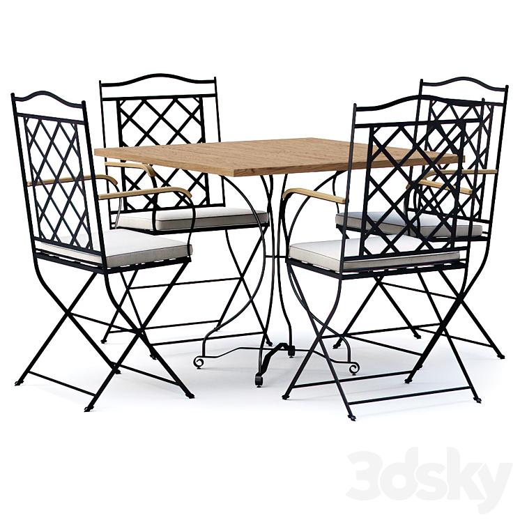 Manutti St.-Tropez Dining Chair with Firenze bistro table \/ Garden Furniture Set by Manutti 3DS Max Model - thumbnail 2